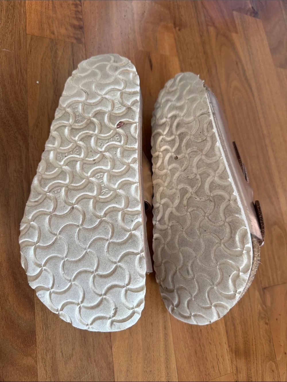 Birkenstock Metallic Rose Gold Double-Buckle Sandals